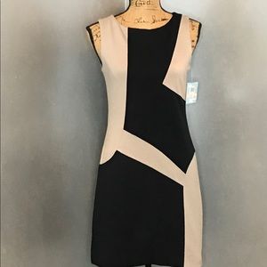 Suzi Chin Black and Beige Color Block Dress Size 2